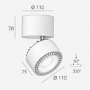 Світильник точковий накладний білий з чорним D - 11 cm Led 28W 3000K / 4000K White + Black Twister 260825-100008719