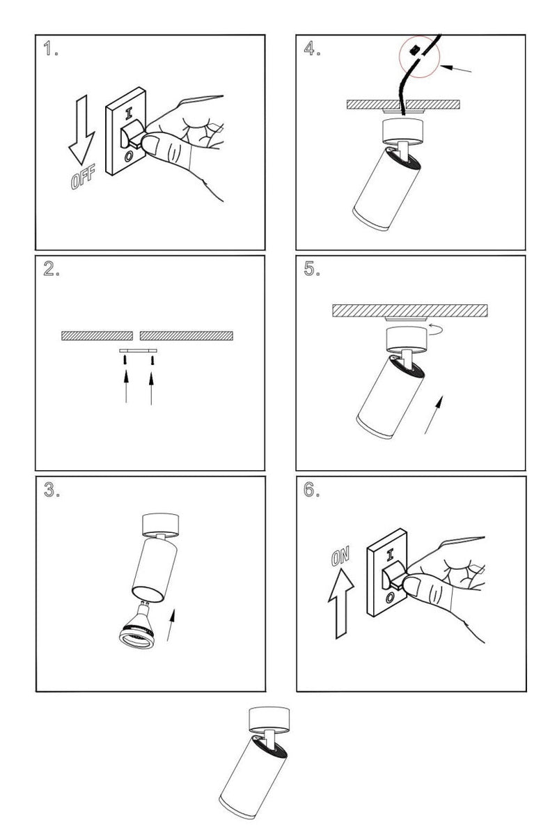Точковий світильник спот білий H-12.8 cm D-5.2 cm GU10 White 251140-100006630