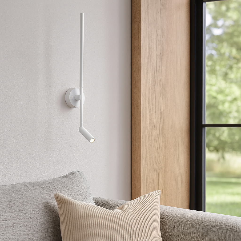Бра лінійне біле зі спотом та вимикачем H-58,5 cm Led 8W White Kono spot long 251048-100006255