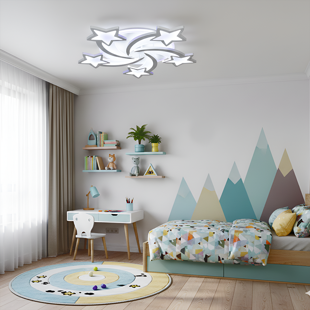 Стельова біла люстра зірочка з пультом L-67 cm Led 85W White Star 251242-100006950