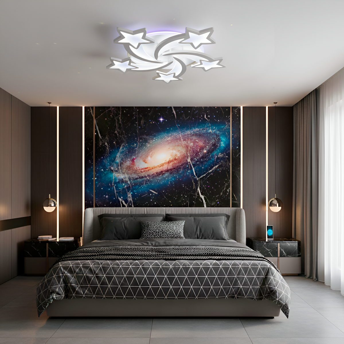 Стельова біла люстра зірочка з пультом L-67 cm Led 85W White Star 251242-100006950