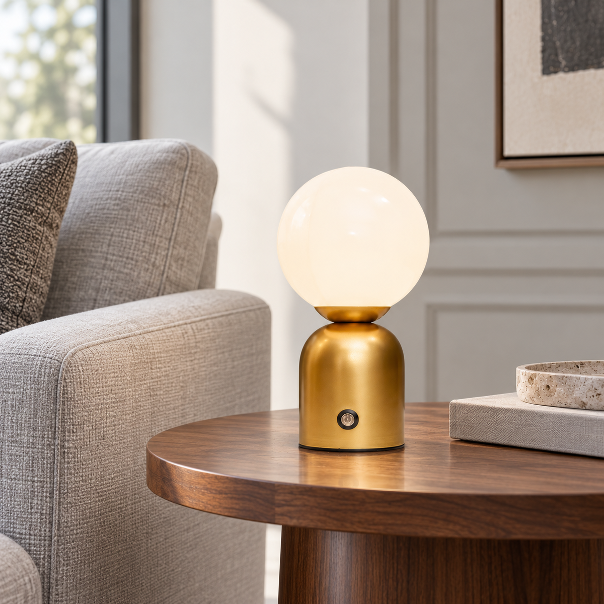 Акумуляторна настільна лампа золота сенсорна H-22 cm Led 3000K-6000K Gold Bollo 261031-100009089