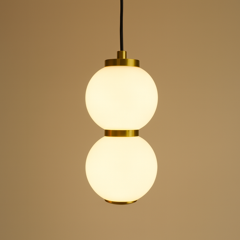 Підвісний світильник золотий подвійний з білими плафонами H-22 cm Led 6W Gold Pearl Balls 251166-100006688