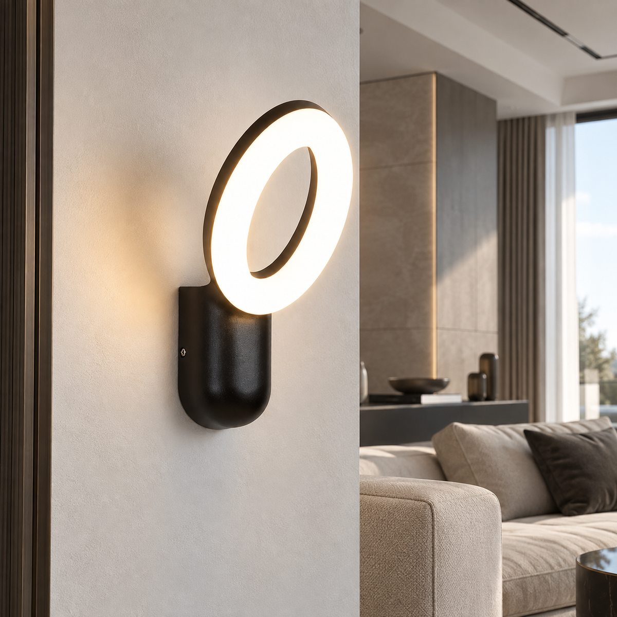 Світильник чорний настінний з білим розсіювачем H - 15 cm Led 12W 4000К Black + White Galo 260936-100008980
