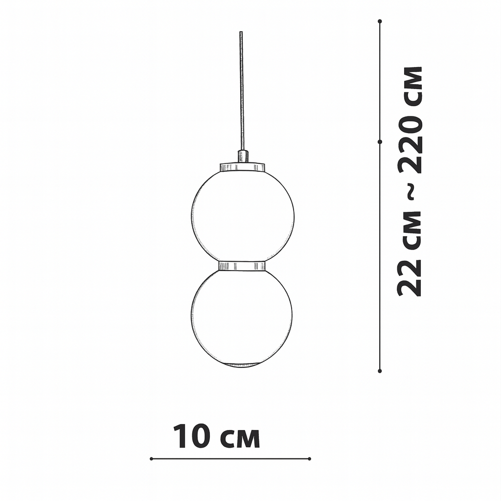 Підвісний світильник золотий подвійний з білими плафонами H-22 cm Led 6W Gold Pearl Balls 251166-100006688