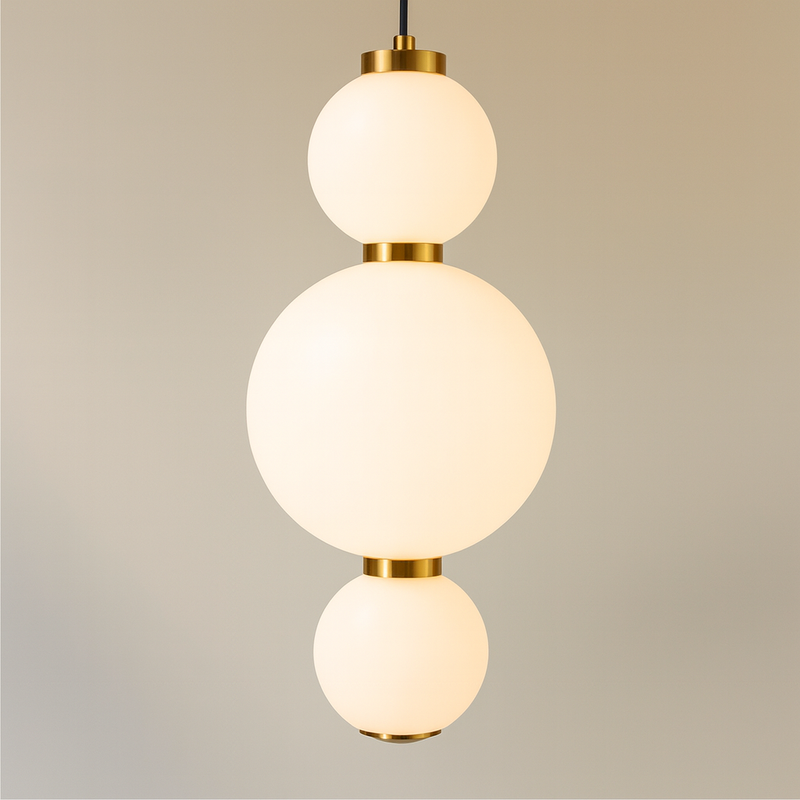 Підвісний світильник золотий потрійний з білими плафонами H-22 cm Led 12W Gold Pearl Balls 251166-100006689