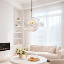 Світильник золотий підвісний з прозорим плафоном D-47 cm Led 15W Bubble 5 Gold+Transparent 260335-100007677