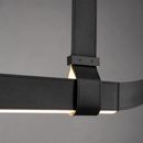 Люстра підвісна чорна видовжена із шкіряним декором L - 150 cm Black Leather Lamp 260622-100008063