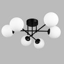 Люстра чорна з білими круглими плафонами E27x6 Black Faro Bollo 251188-100006579