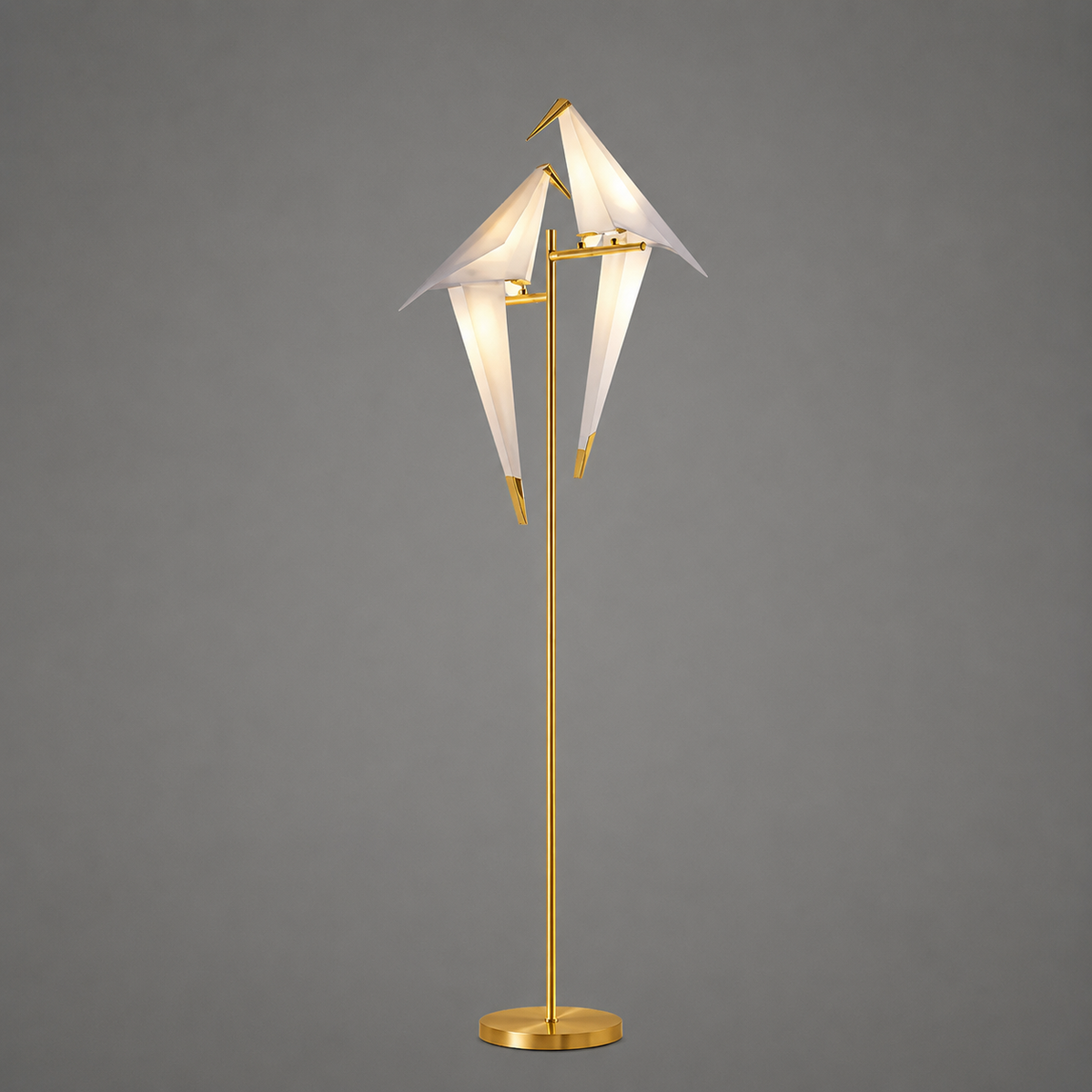 Торшер золотий з двома пташками H-165 cm Led 12W Gold+White Pirch 260658-100008263