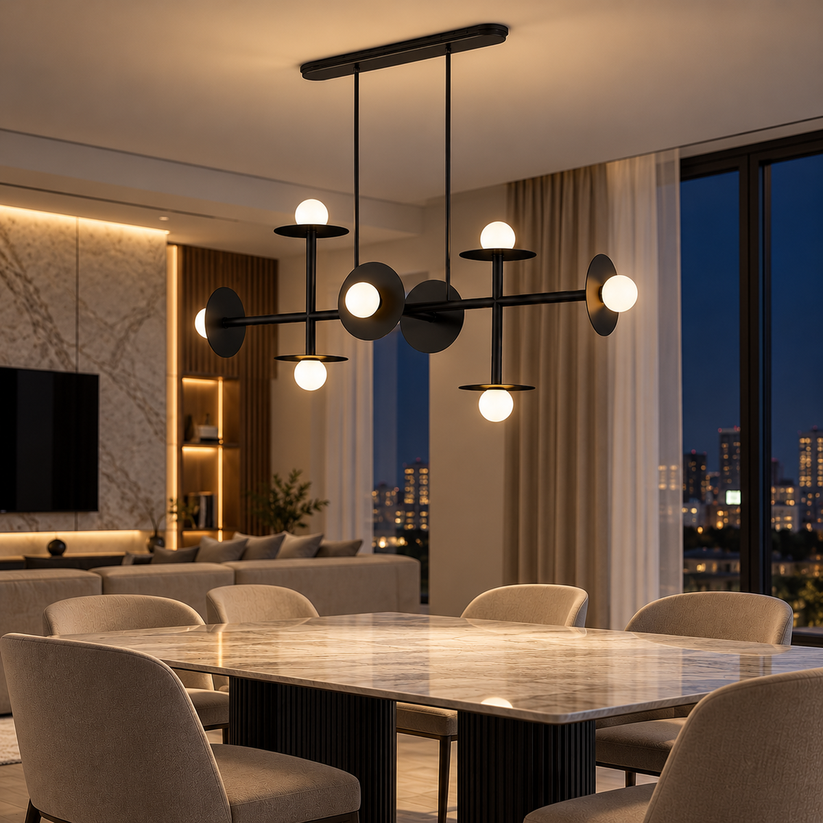 Люстра L-130 см Black + White Campo Luce 231118-100002807