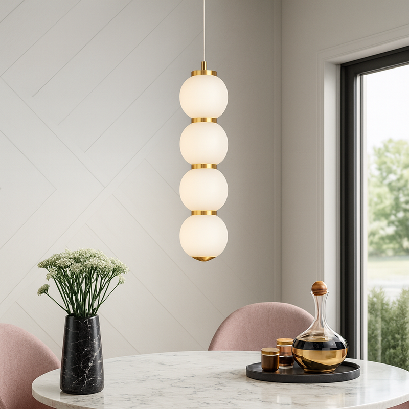 Підвісний світильник золотий з чотирма білими плафонами Led 10W Gold Pearl Balls 251166-100006690