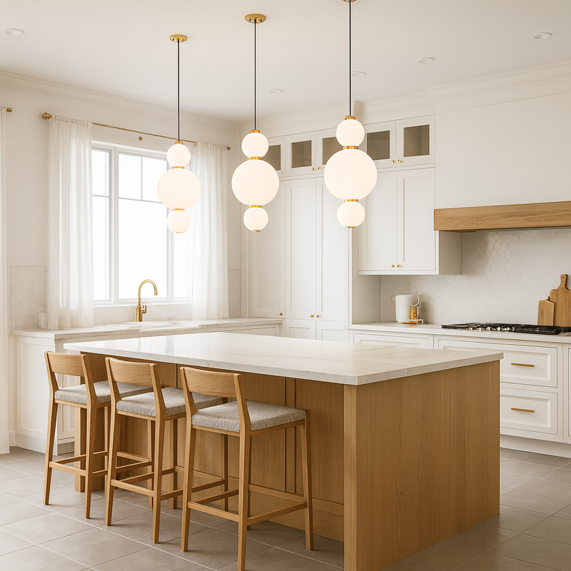 Підвісний світильник золотий потрійний з білими плафонами H-22 cm Led 12W Gold Pearl Balls 251166-100006689