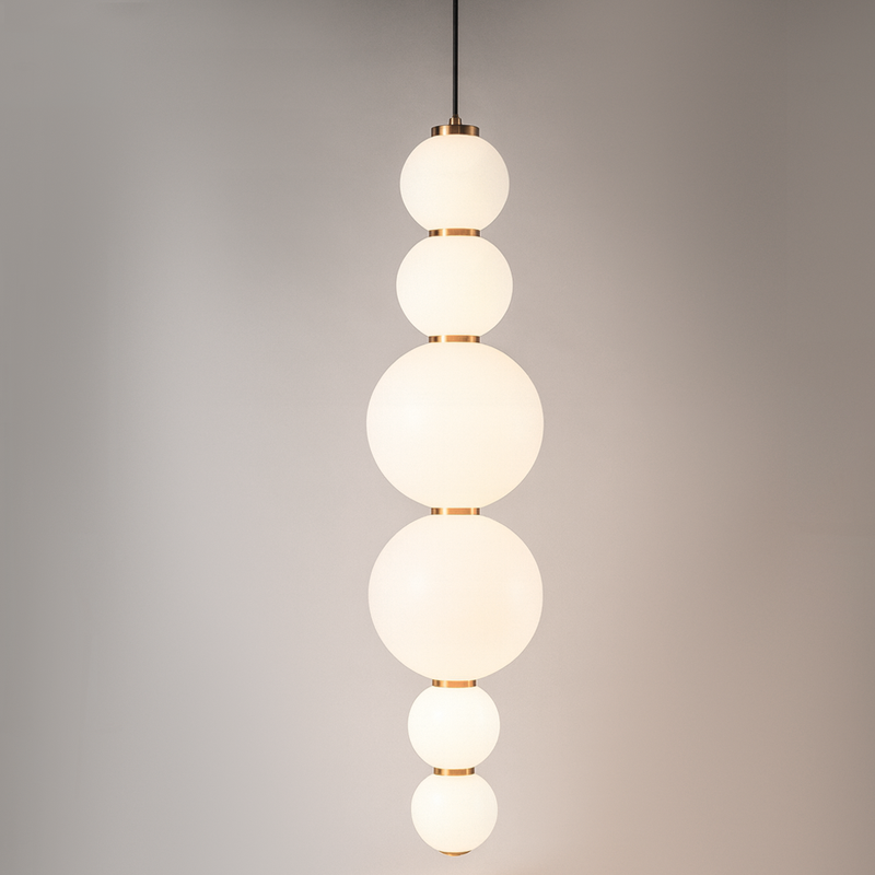 Підвісний світильник золотий з білими плафонами H-85 cm Led 20W Gold Pearl Balls 251166-100006691