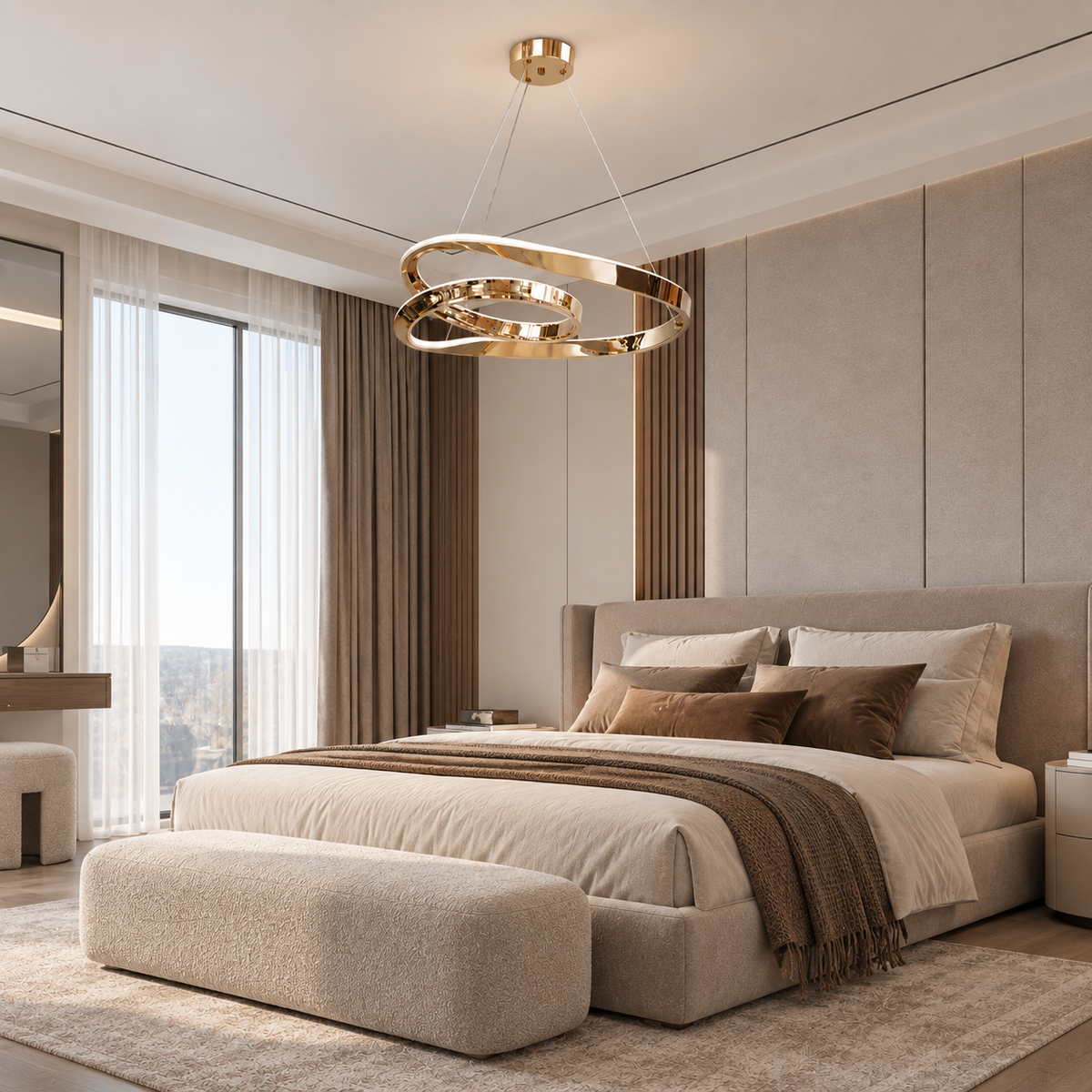Люстра золота підвісна з вигнутим плафоном D - 61 cm Led 71W Gold Curl 260935-100008988