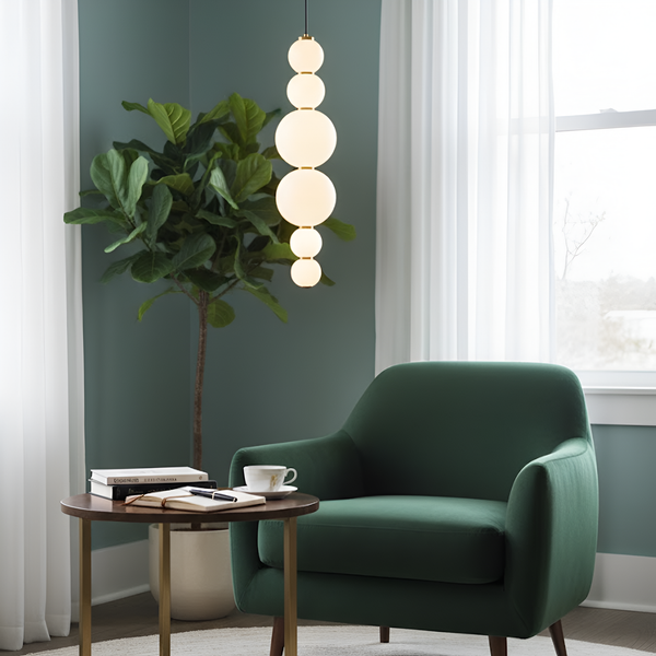 Підвісний світильник золотий з білими плафонами H-85 cm Led 20W Gold Pearl Balls 251166-100006691