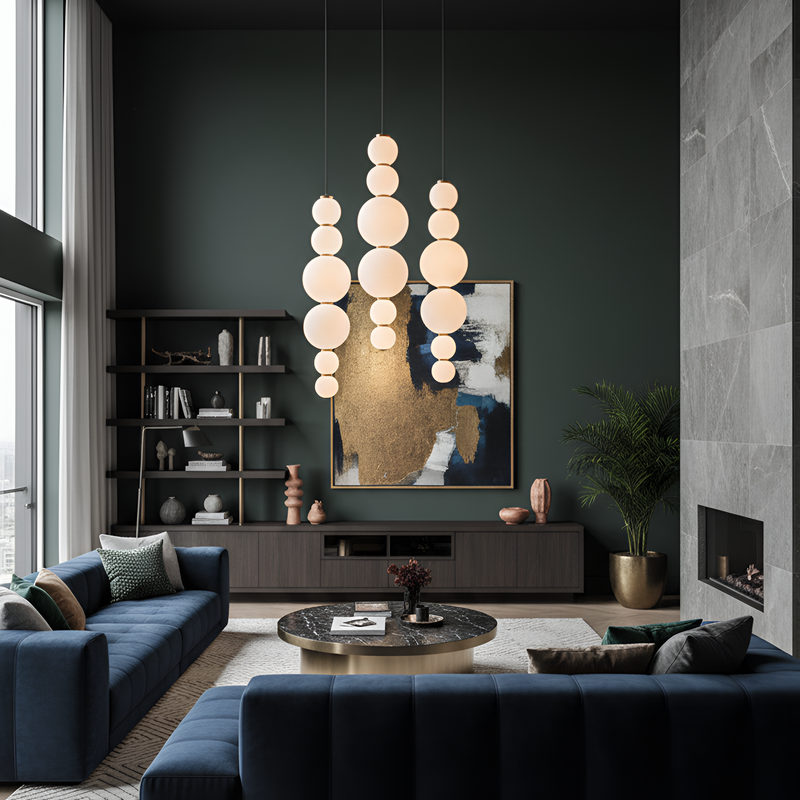 Підвісний світильник золотий з білими плафонами H-85 cm Led 20W Gold Pearl Balls 251166-100006691