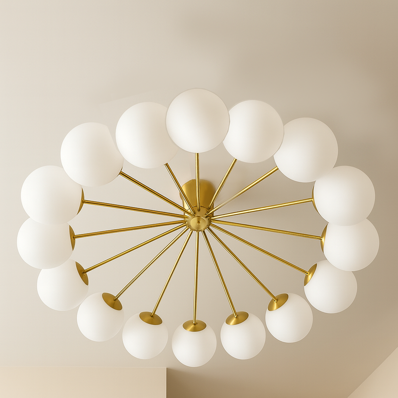 Люстра золота з білими матовими плафонами D-60 cm / D-80 cm E14x10 / E14x16 Gold Pearls 251119-100006693