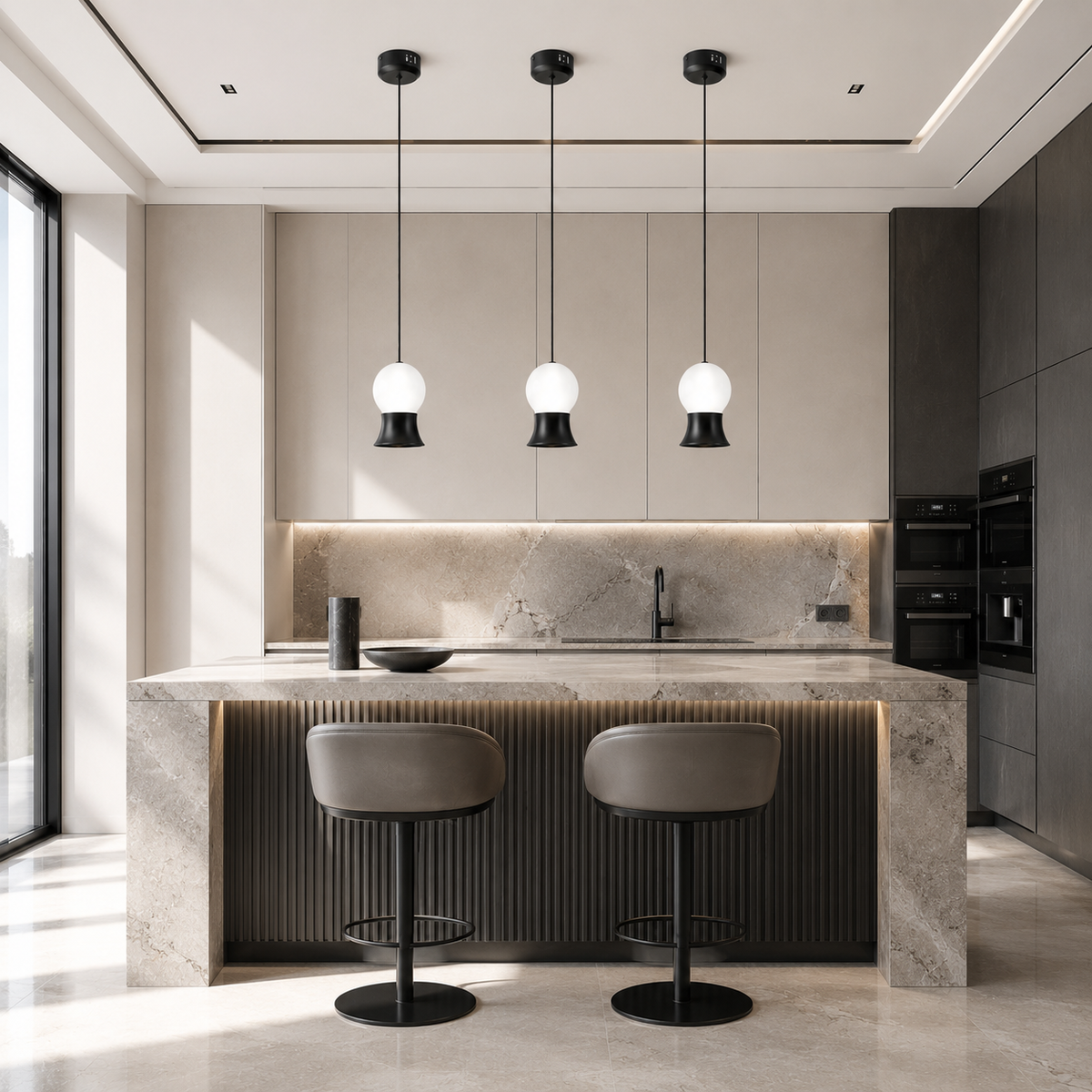 Підвісний світильник чорний з білим плафоном D-10 cm Led 6W 4000К Black Ball skirt 260718-100008471
