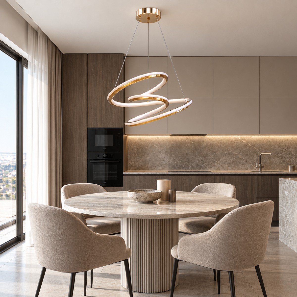 Люстра золота підвісна з хвилястим плафоном D - 46 cm Led 150W Gold Curl 260935-100009001