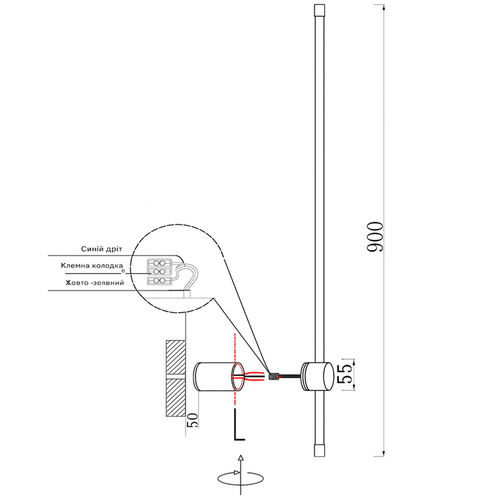 Світильники настінні золоті H-60cm / 90 cm / 125 cm Led 7W / 9W / 12W Gold 4000K Pipe Line 251036-100006397