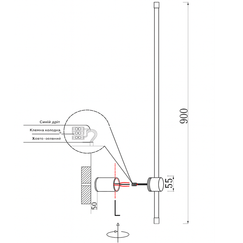 Світильник настінний золотий H-60cm / 90 cm / 125 cm Led 7W / 9W / 12W Gold Pipe Line 251036-100006397