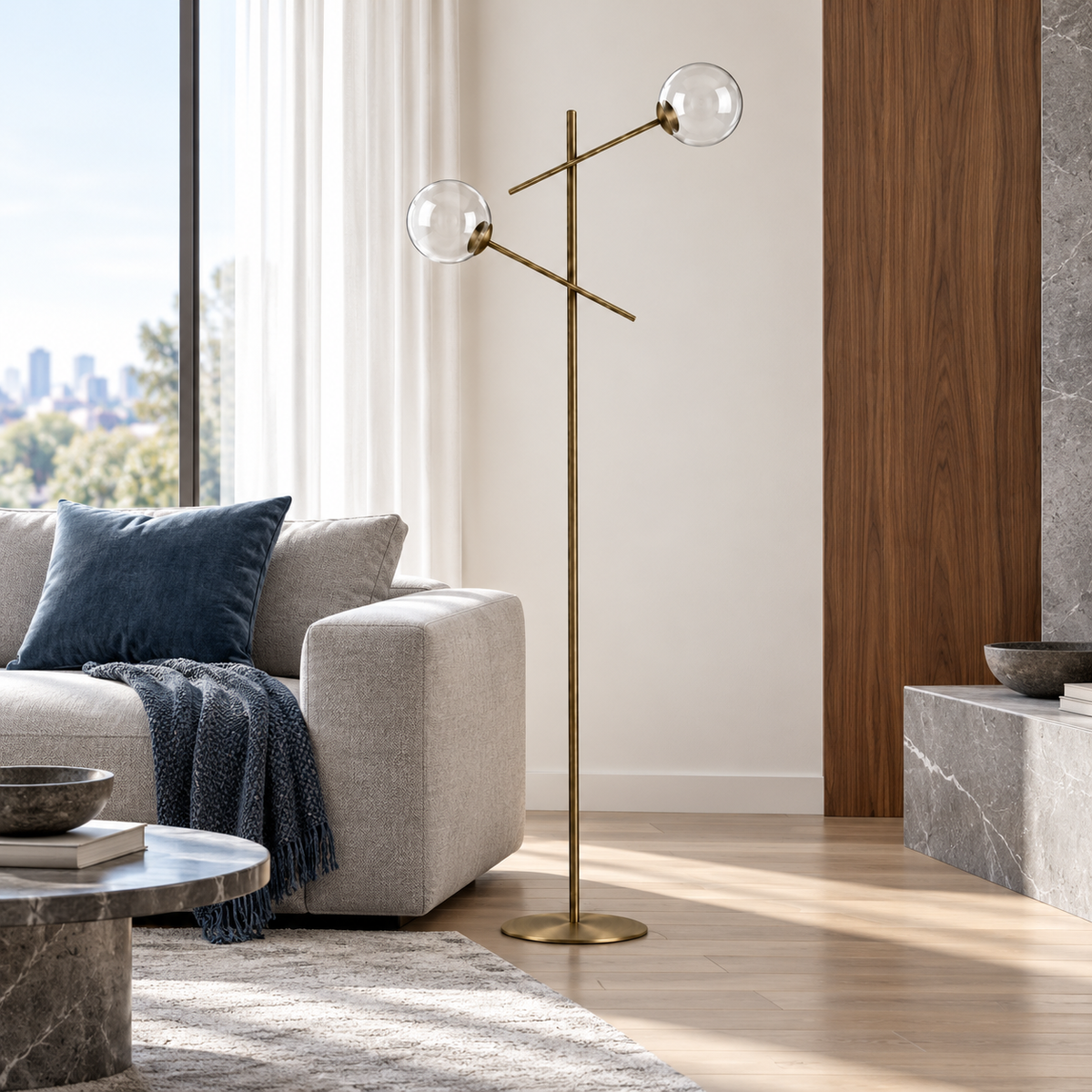 Підлоговий торшер золотий H-150 cm E14 Gold+Clear Bollo 261077-100009116