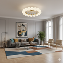 Люстра золота з білими матовими плафонами D-60 cm / D-80 cm E14x10 / E14x16 Gold Pearls 251119-100006693