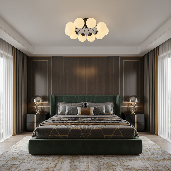 Люстра чорна з білими матовими плафонами D-60 cm / D-80 cm E14x10 / E14x16 Black Pearls 251119-100006692