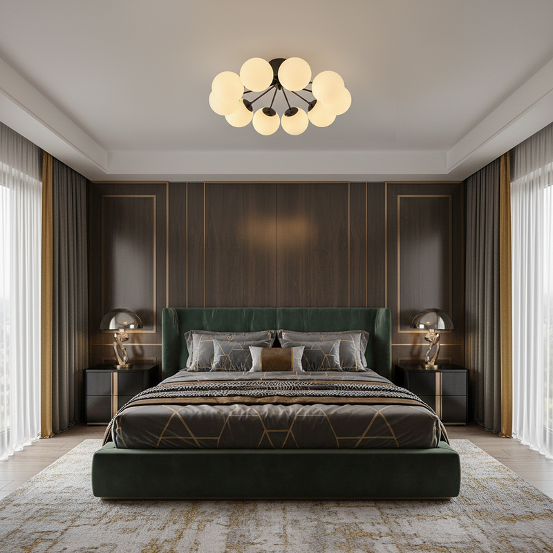 Люстра чорна з білими матовими плафонами D-60 cm / D-80 cm E14x10 / E14x16 Black Pearls 251119-100006692