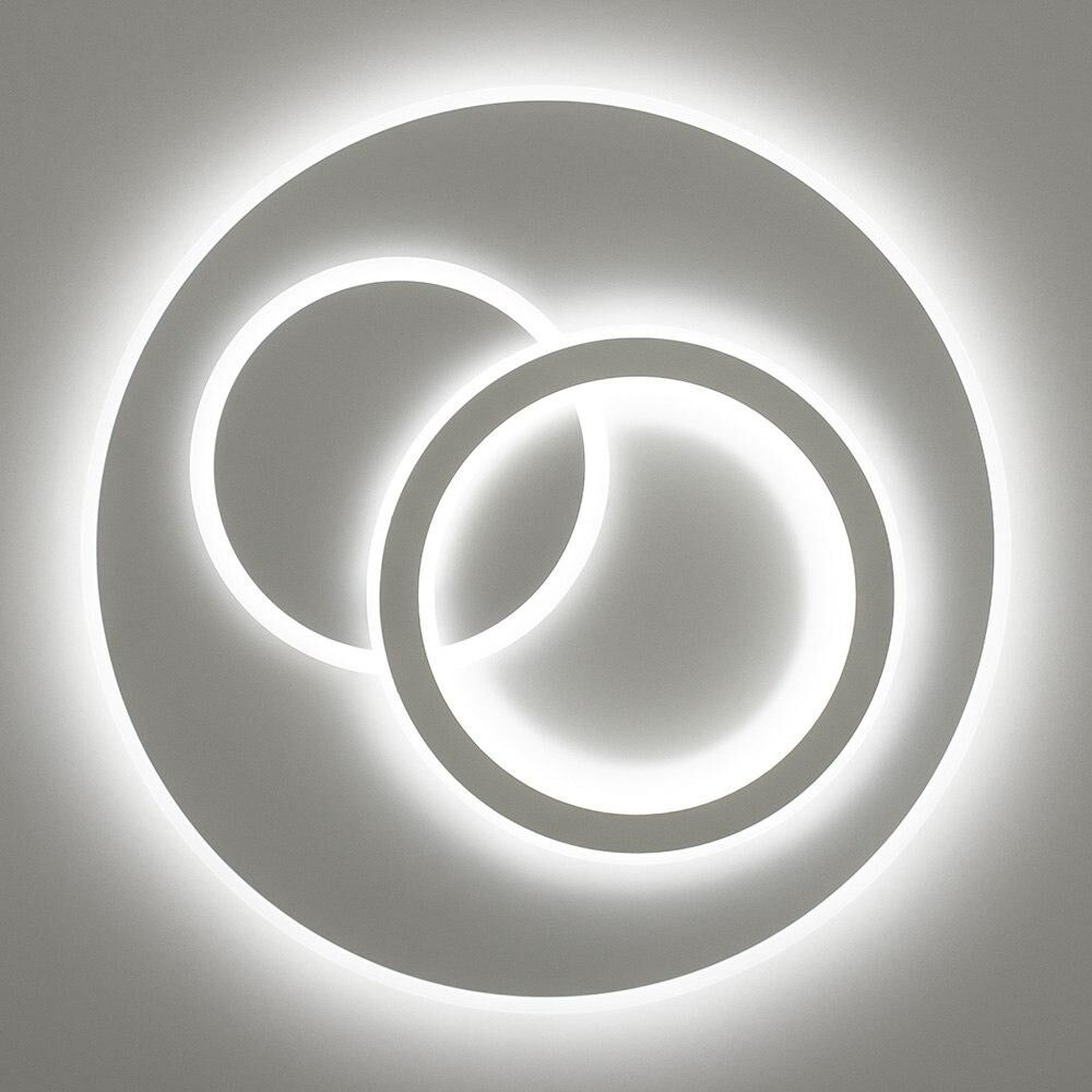 Ультратонка стельова біла кругла люстра з кільцями D-46 cm Led 70W White Home circle 250874-100005738