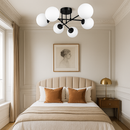 Люстра чорна з білими круглими плафонами E27x6 Black Faro Bollo 251188-100006579