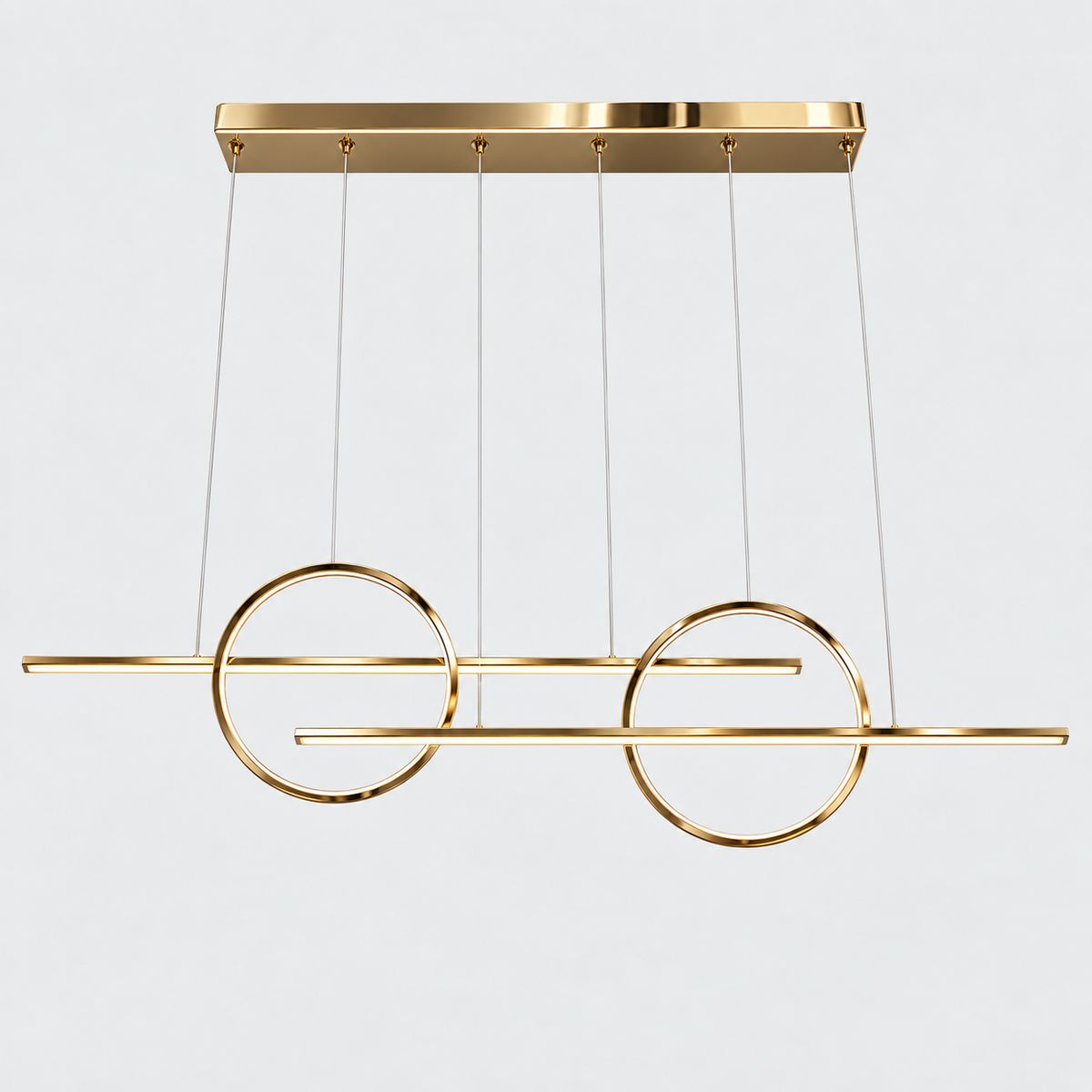 Люстра золота підвісна видовжена L-137 cm Led 96W Gold Double Ringo 260935-100009006