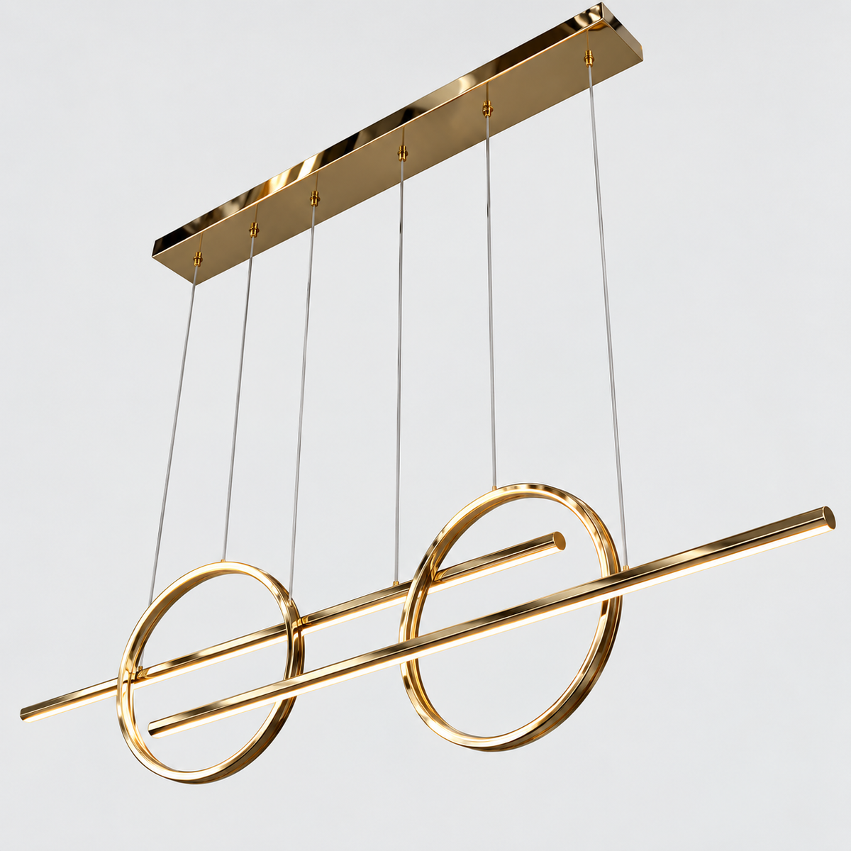 Люстра золота підвісна видовжена L-137 cm Led 96W Gold Double Ringo 260935-100009006
