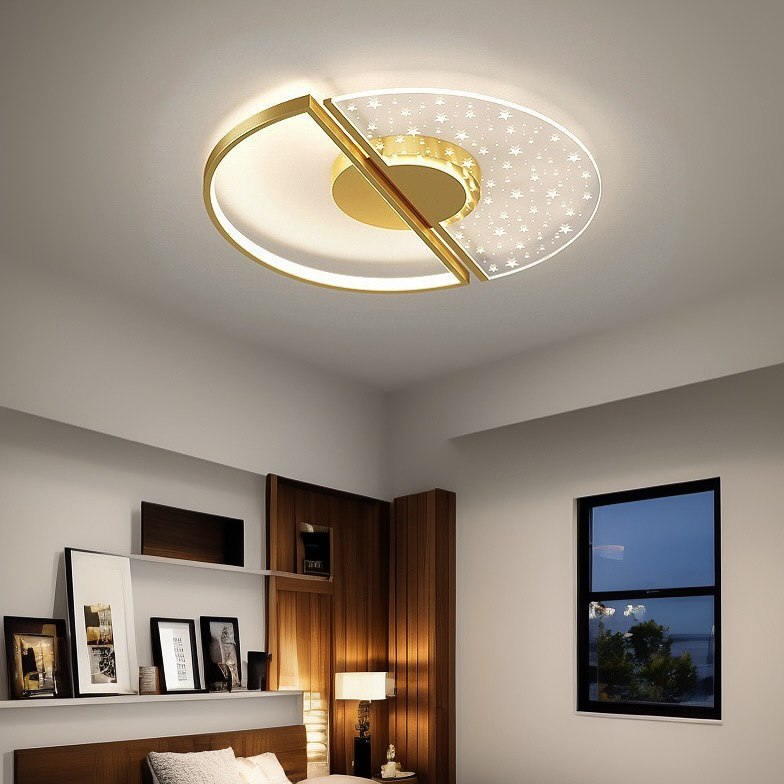 Стельовий світильник світлодіодний з пультом Stars ceiling D490 Led 48W 3000K 4000K 6000K Gold 250335-100004230