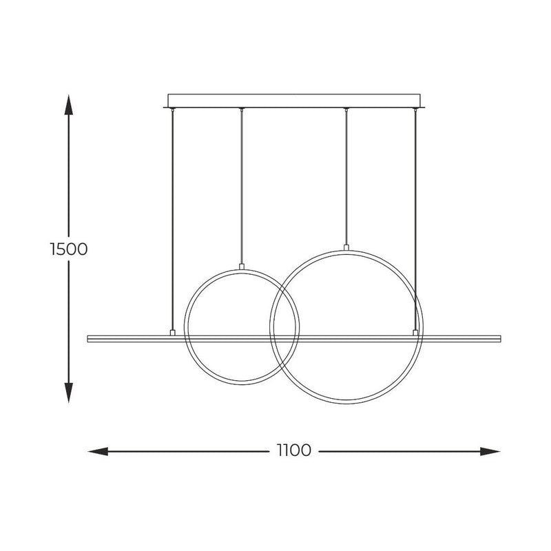 Підвісна люстра золота L-110 cm Led 43W 4000K Gold Luna 251040-100006311