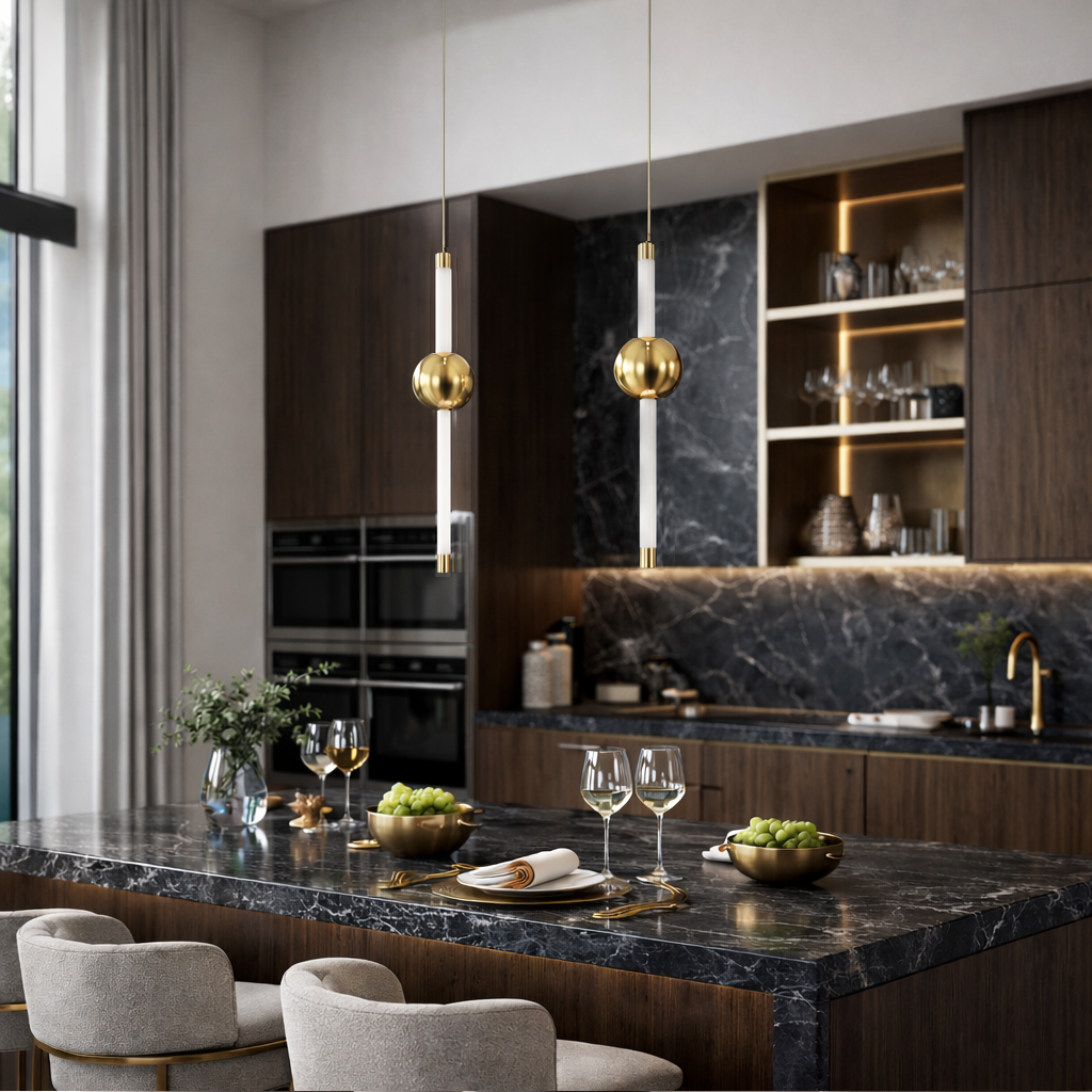 Підвісний світильник білий з золотою кулею H-60 cm Led 7W Gold+White Lee 260335-100007673