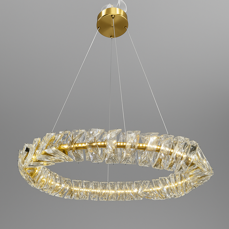 Люстра підвісна золота з скляним фігурним плафоном D-60 cm/D-80 cm  Led Crystal Gold 251188-100006580