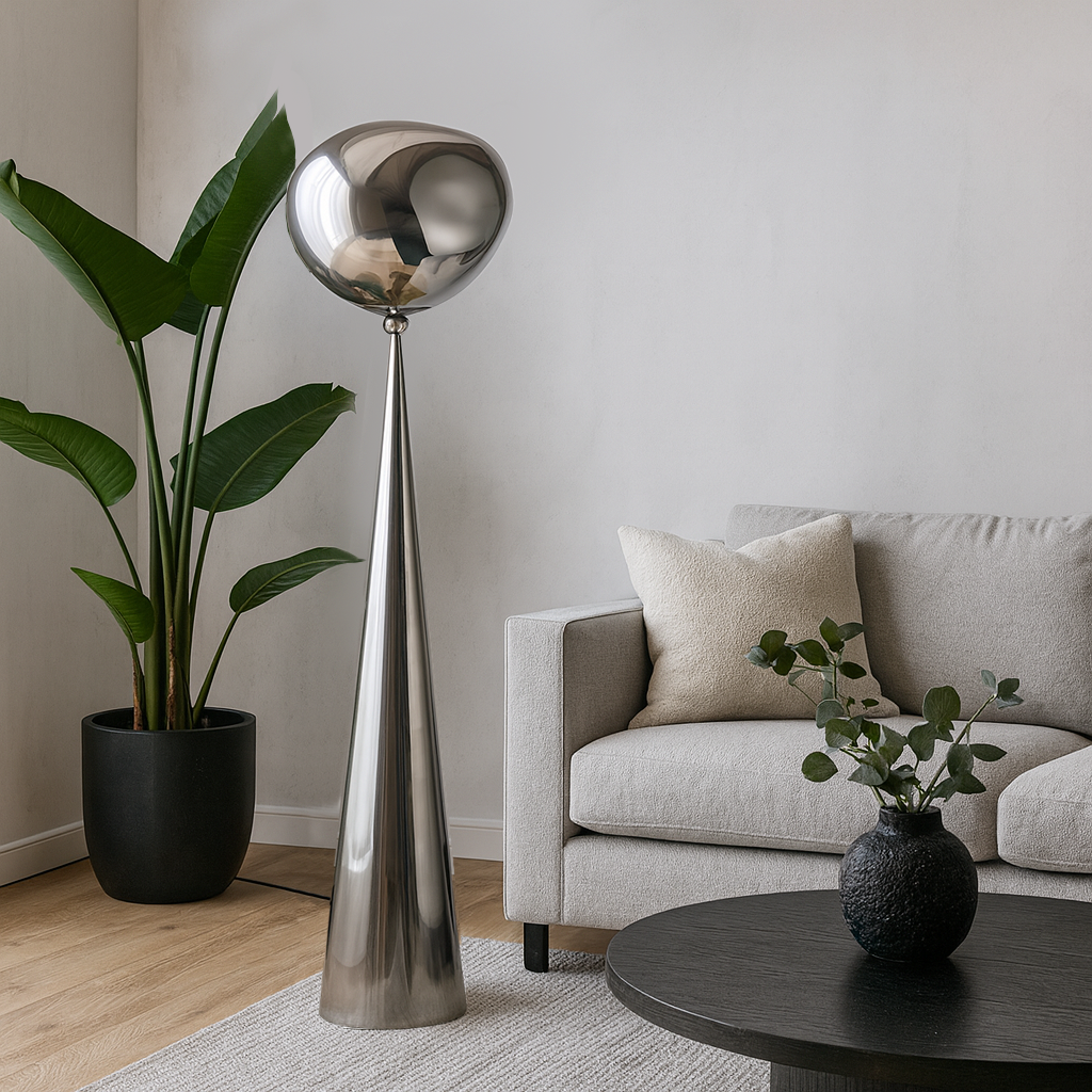 Торшер хромований з плафоном органічної форми H-155 cm E27 Chrome Melt plazma floor lamp 250931-100006058