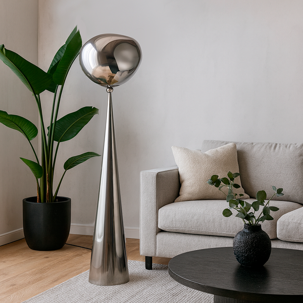 Торшер хромований з плафоном органічної форми H-155 cm E27 Chrome Melt plazma floor lamp 250931-100006058