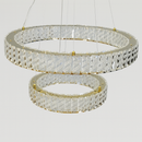 Люстра золота подвійна кільцева з кришталевим плафоном з візерунком 60+40 cm / 80+50 cm Gold Double Crystal Lattice Nice 251235-100006781