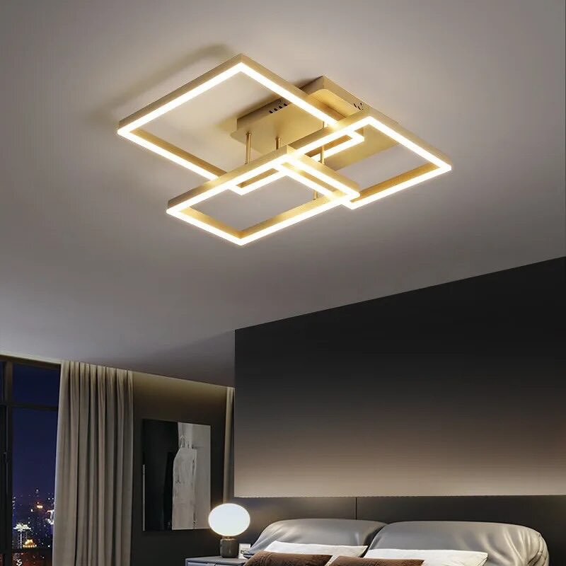 Люстра стельова з пультом Squares and rectangle L-73 Led 120W 3000K-6000K Silver / Gold / Coffee / White 240419-100003235