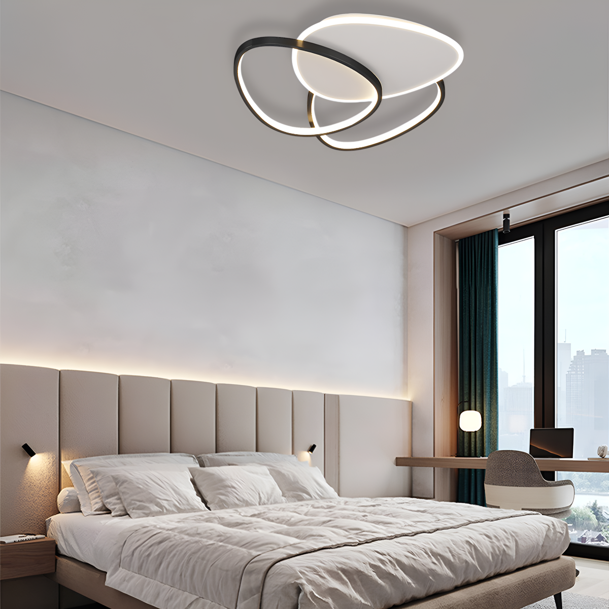 Стельовий світлодіодний світильник з пультом Geometry White + Black 50W LED 250431-100004648