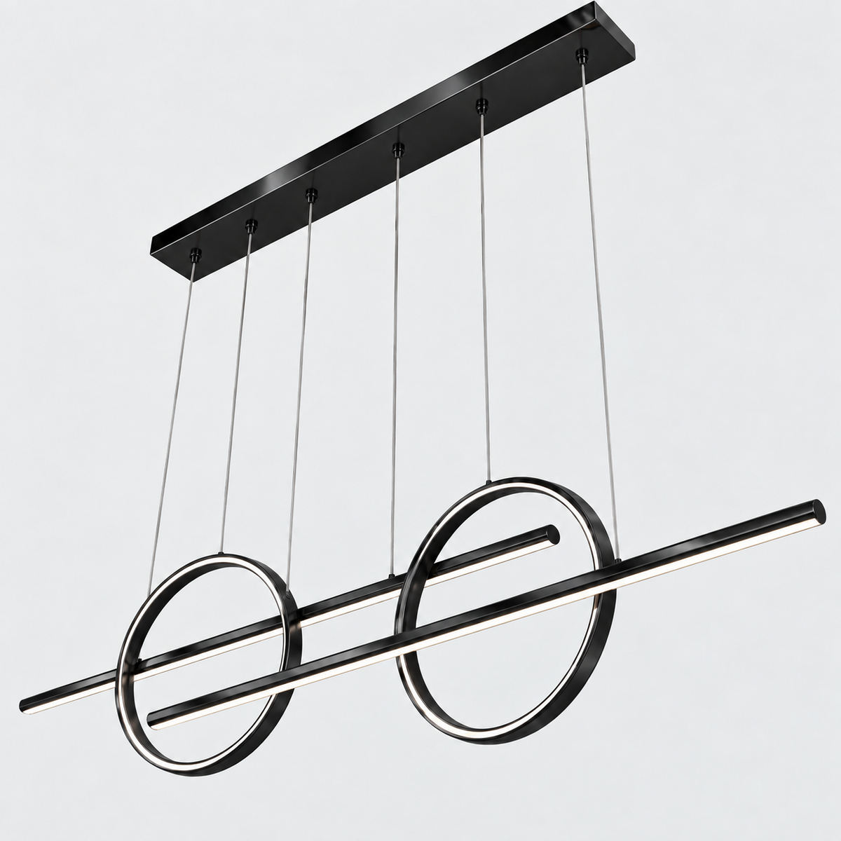 Люстра чорна підвісна видовжена L-137 cm Led 96W Black Double Ringo 260935-100009007