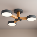 Люстра сіра / біла з дерева 4000K D-74 cm H-18 cm Led 30W Потрійний Супутник Ceiling 221027-100001108