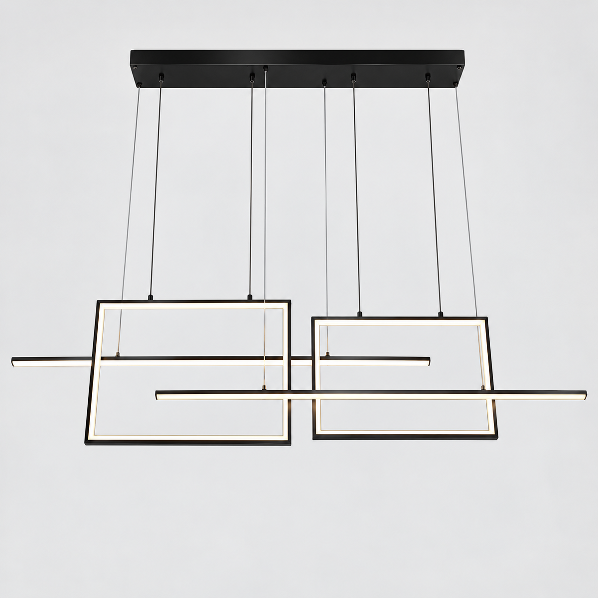 Люстра чорна підвісна видовжена L-138 cm Led 130W Black Double Rectangle 260935-100009009