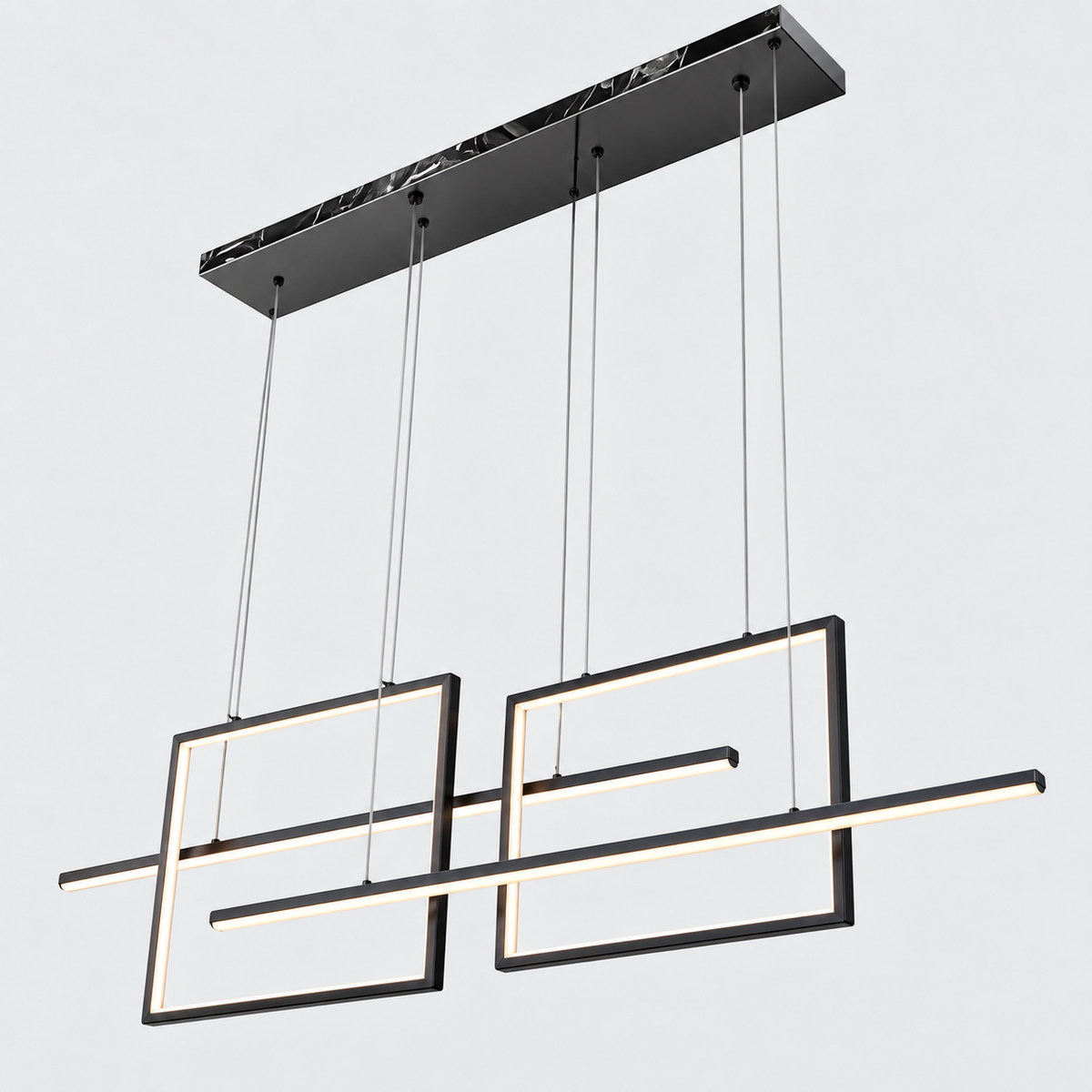 Люстра чорна підвісна видовжена L-138 cm Led 130W Black Double Rectangle 260935-100009009