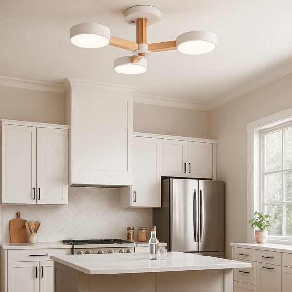 Люстра сіра / біла з дерева 4000K D-74 cm H-18 cm Led 30W Потрійний Супутник Ceiling 221027-100001108