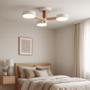 Люстра сіра / біла з дерева 4000K D-74 cm H-18 cm Led 30W Потрійний Супутник Ceiling 221027-100001108