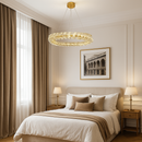 Люстра підвісна золота з скляним фігурним плафоном D-60 cm/D-80 cm  Led Crystal Gold 251188-100006580